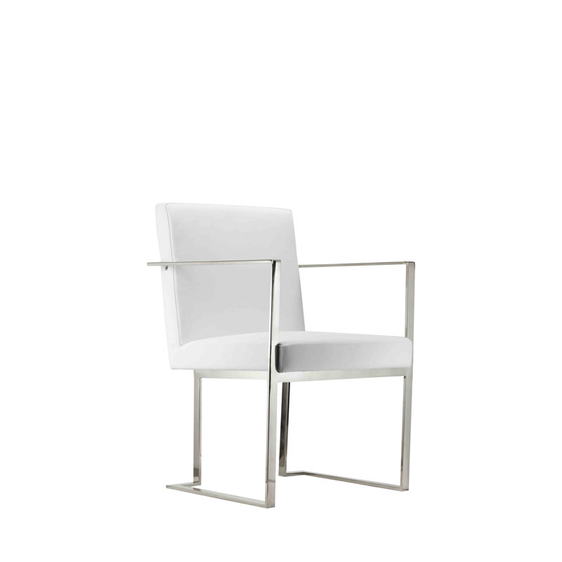 Dexter 18.5'' H Faux Leather Upholstered Armchair, White Faux Leather, White Faux Leather