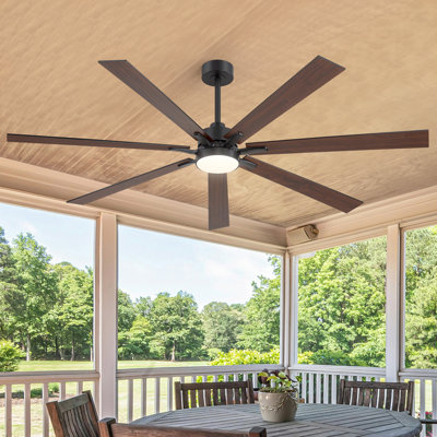 72" Large Ceiling Fan with Light and Remote, Modern 7-Blade Quiet DC Fan, 6-Speed, 3CCT LED, Downrod Mount for Living Room Bedroom