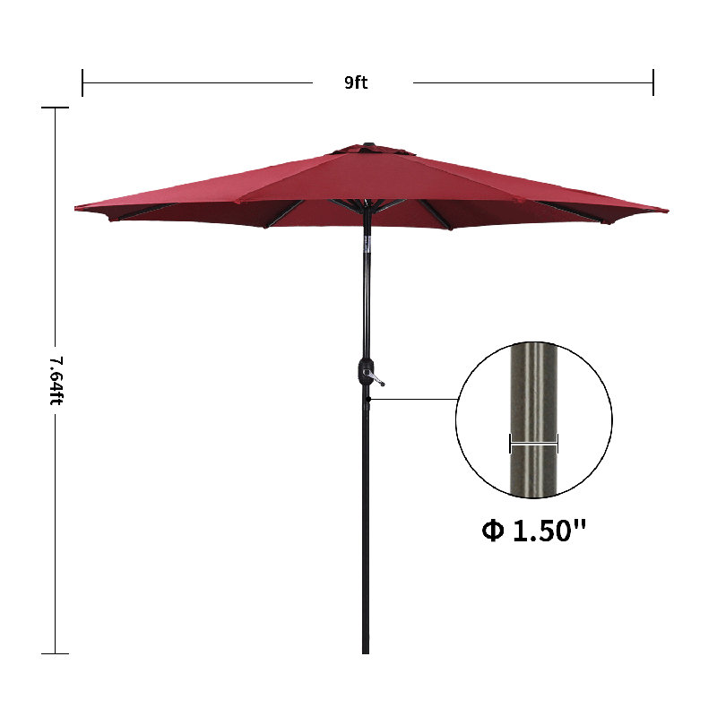 Parasol de marché octogonal 9 pi Riya, Rouge