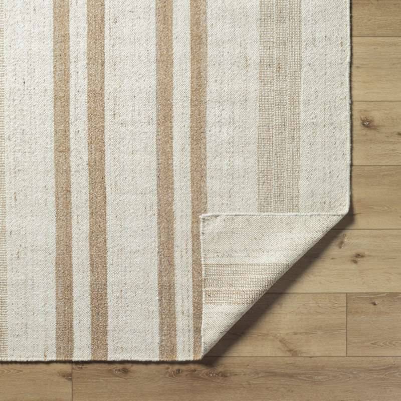 Bolu Hand Tufted Wool Striped Area Rug, Rectangle 8' x 10'