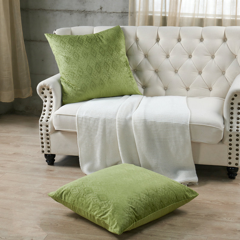 Ikat Velvet Euro Throw Pillow Covers, Avocado