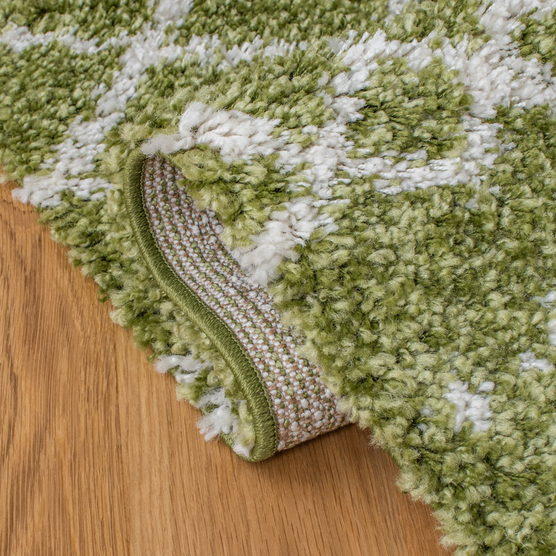 Develin Performance Chevron Rug, Runner 2'6" x 14', Green/Ivory