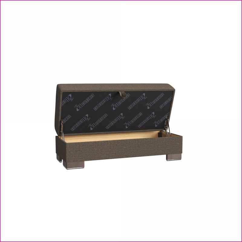 Repose-pieds avec rangement, polyester brun noyer | Collection PrimeNest SkyHaven, Brun