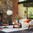 Triangle Glass Coffee Table with Wooden Base Clear Glass Top Mid-Century Abstract Glass Table-1057579313