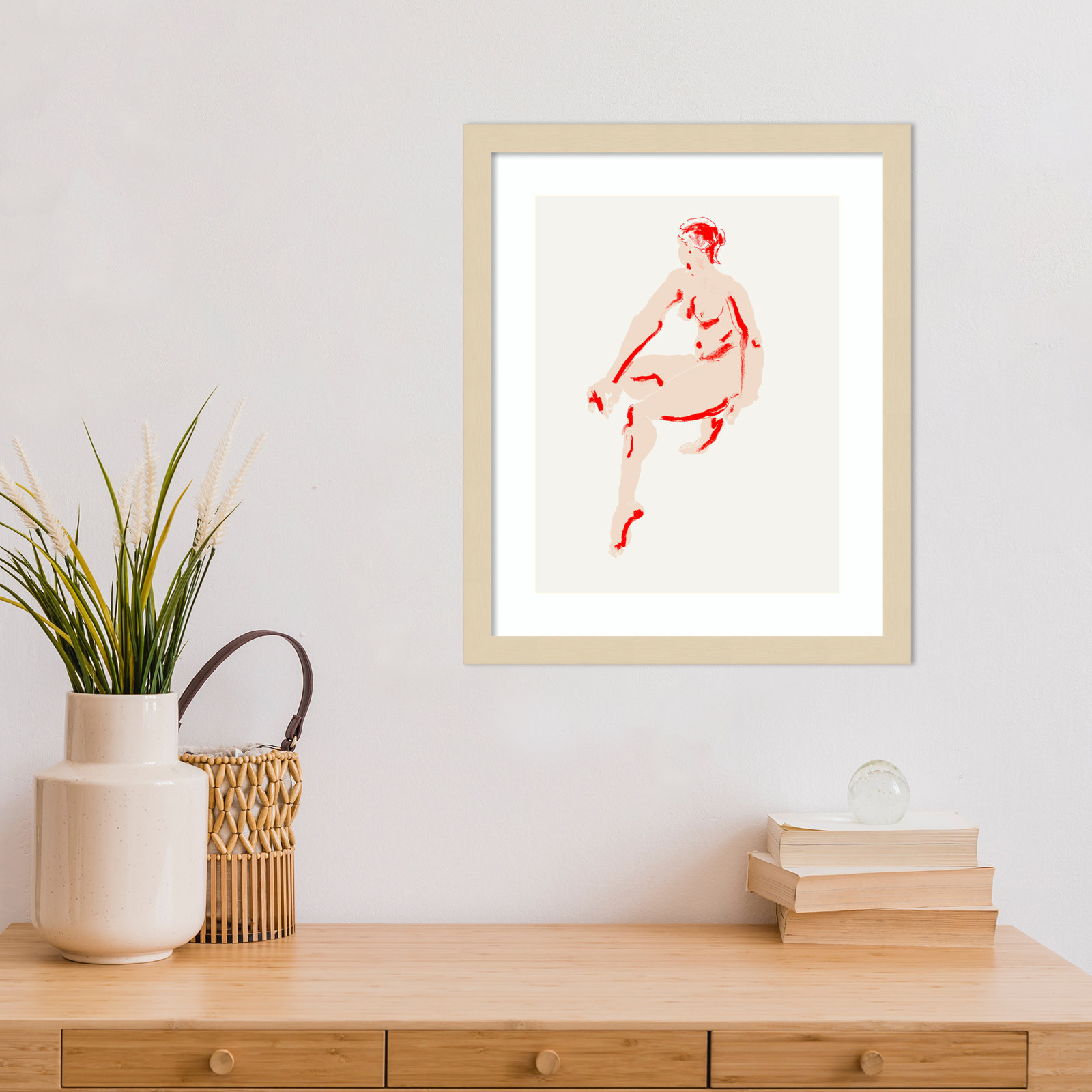 Henn "Naked Woman" Print, Brown, 17" H x 14" W