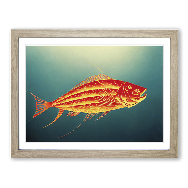 Tranquil Fish Abstract - Framed Print, 25cm H x 34cm W x 2cm D, Oak Framed