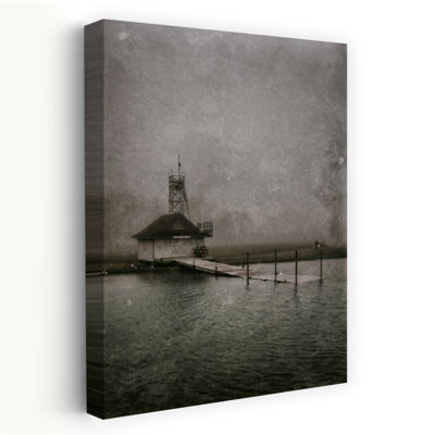 Leuty Avenue Lifesaving Station Old Film No 1 Peaceful Tranquil Abstract Architecture Beach Wall Art Print 1 Piece Wrapped Canvas Wall Art
