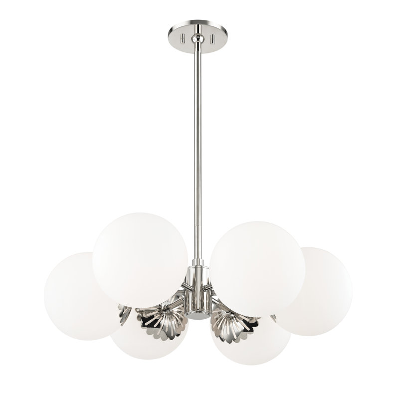 6 - Light Sputnik Sphere Chandelier, Polished Nickel