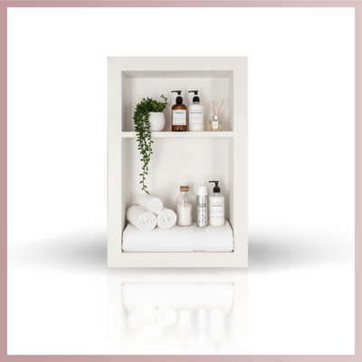 Full body shower Marble Niche Pure White Double Shelf 16"x24"(1 Pieces Per Box)