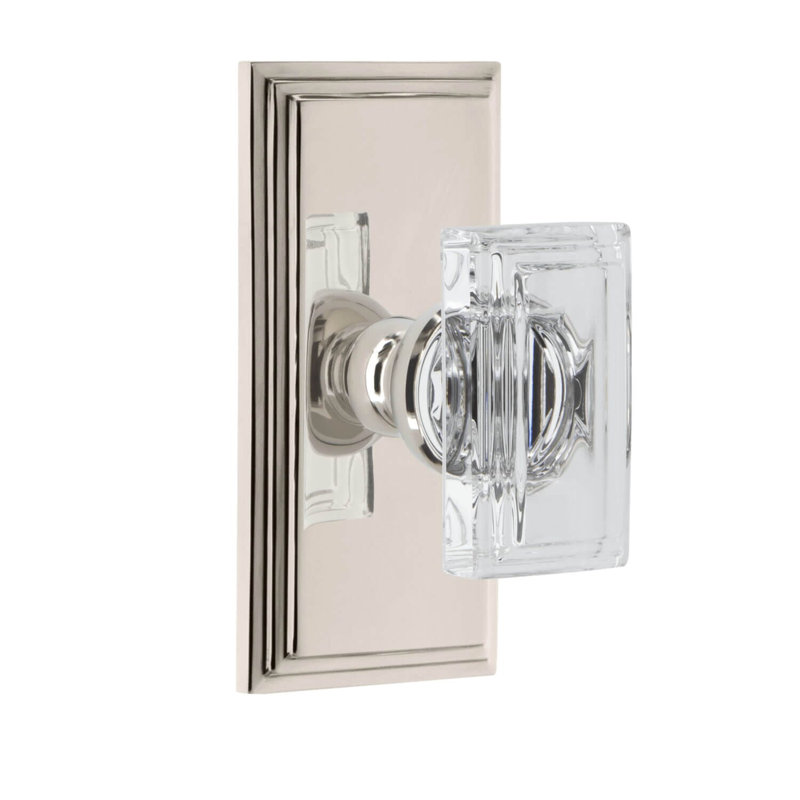 Grand Assiette courte Carré avec bouton Carré, Nickel poli