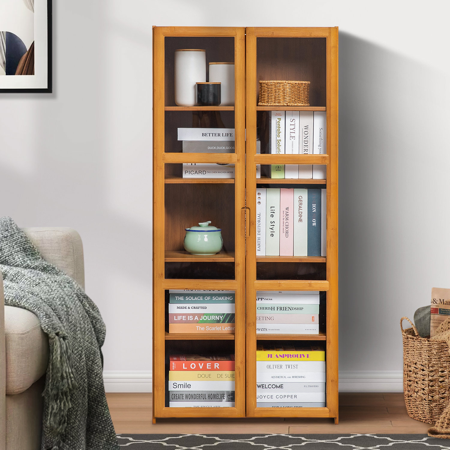 MoNiBloom Bamboo 5 Tiers Standard Bookcase, Multipurpose Storage