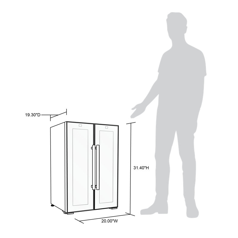 Luma Comfort Shadow Series Black Glass Dual Zone Wine and Beverage Cooler
