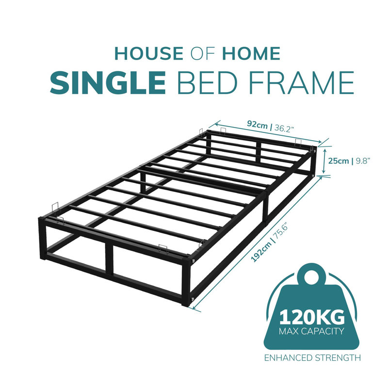 Maise Metal Bed frame Modern Design Easy Assembly Anti Slip For Mattress, Single (3‘)
