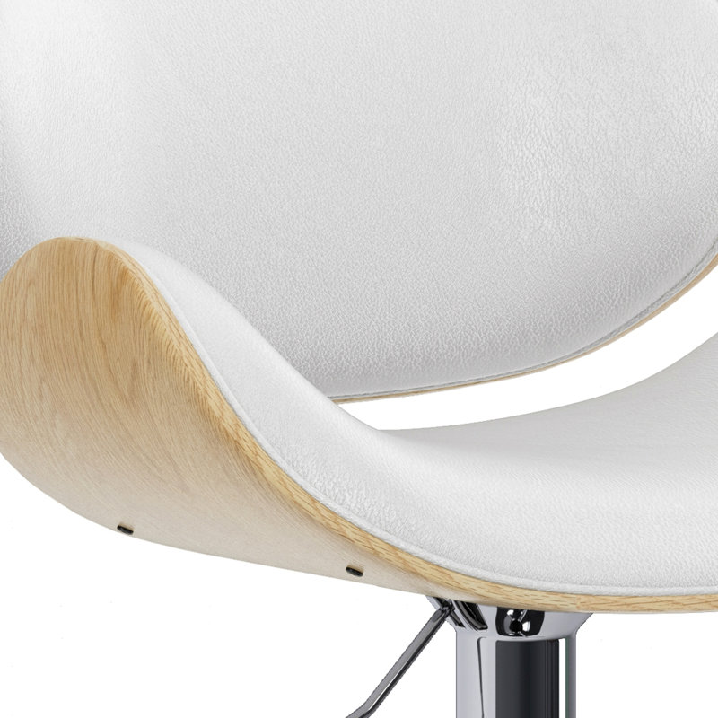 Bentwood Adjustable Swivel Bar Stool, White/Natural