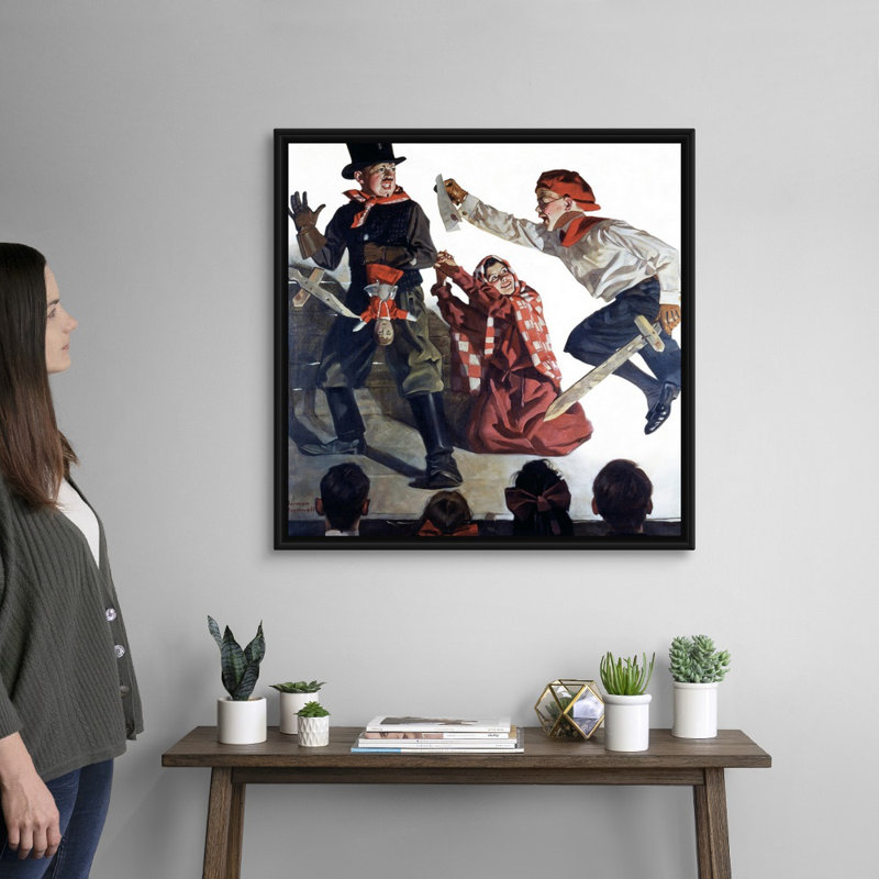 Art mural sur toile School Play, H 32 po x l 32 po x P 1,75 po, Cadre flottant noir
