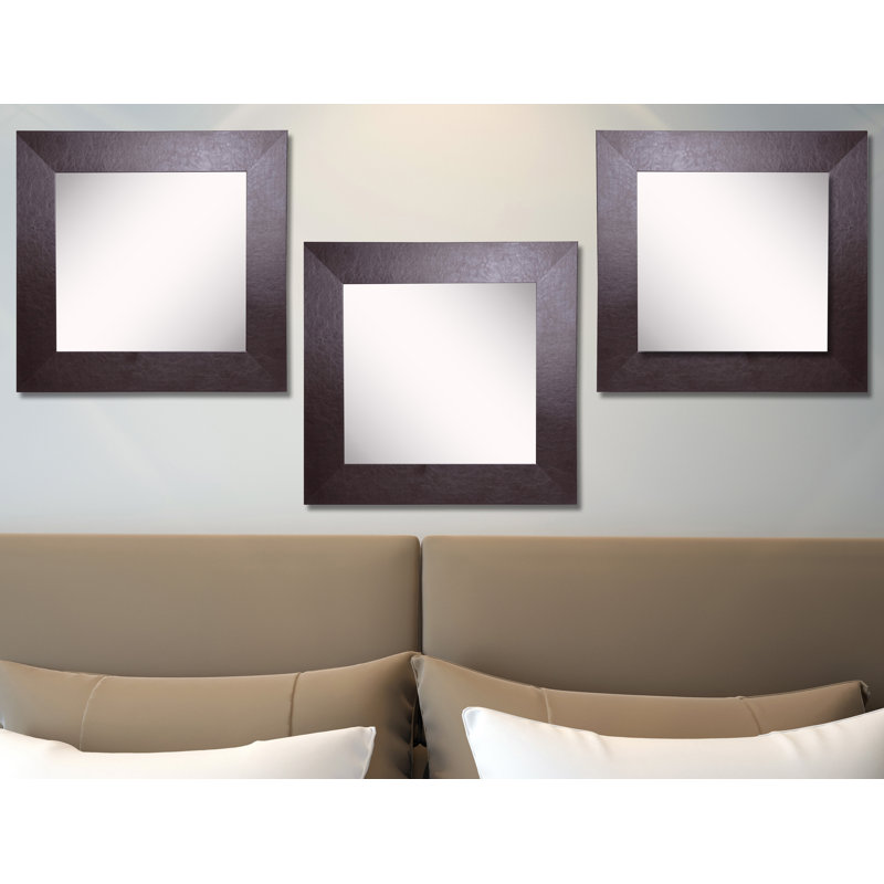Ensemble de 3 miroirs muraux en cuir rustique Dematteo