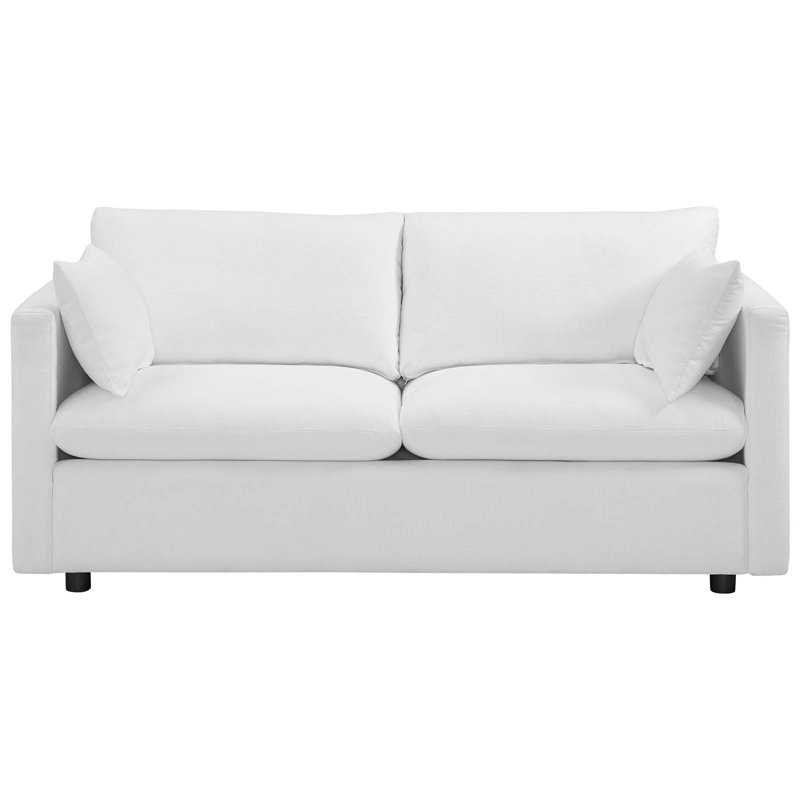 Activate Upholstered Fabric Sofa, White Polyester