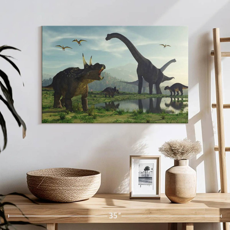 Monde des dinosaures, H 16 po x l 24 po