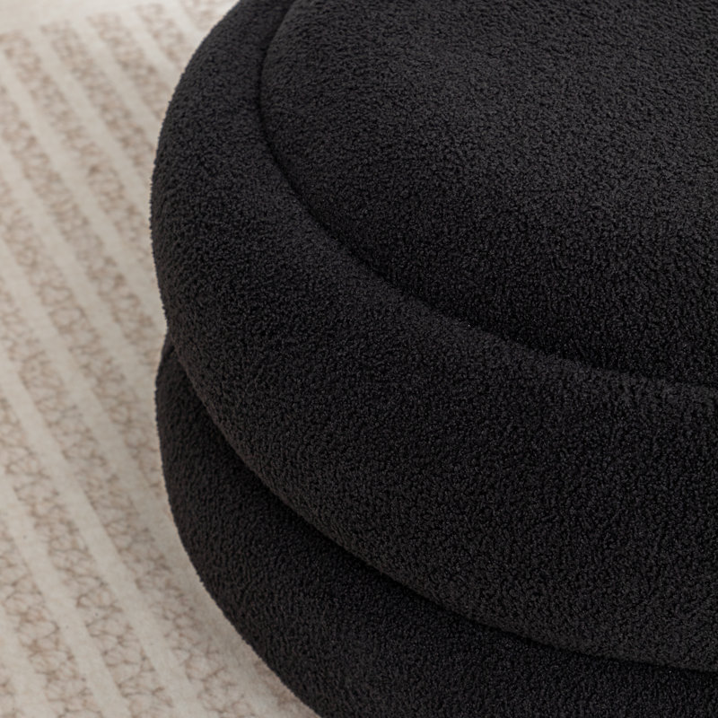 Round Coffee Table With Storage, Black Teddy