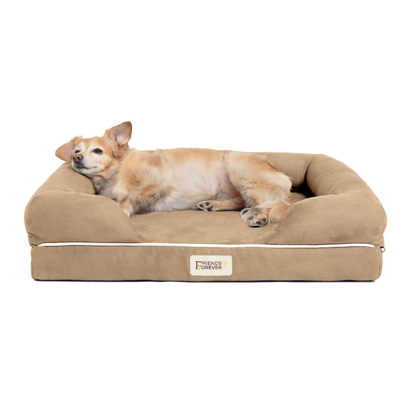 Chester Pet Couch with Solid Memory Foam Bolster, Small (25" W x 20" D x 6" H), Pewter