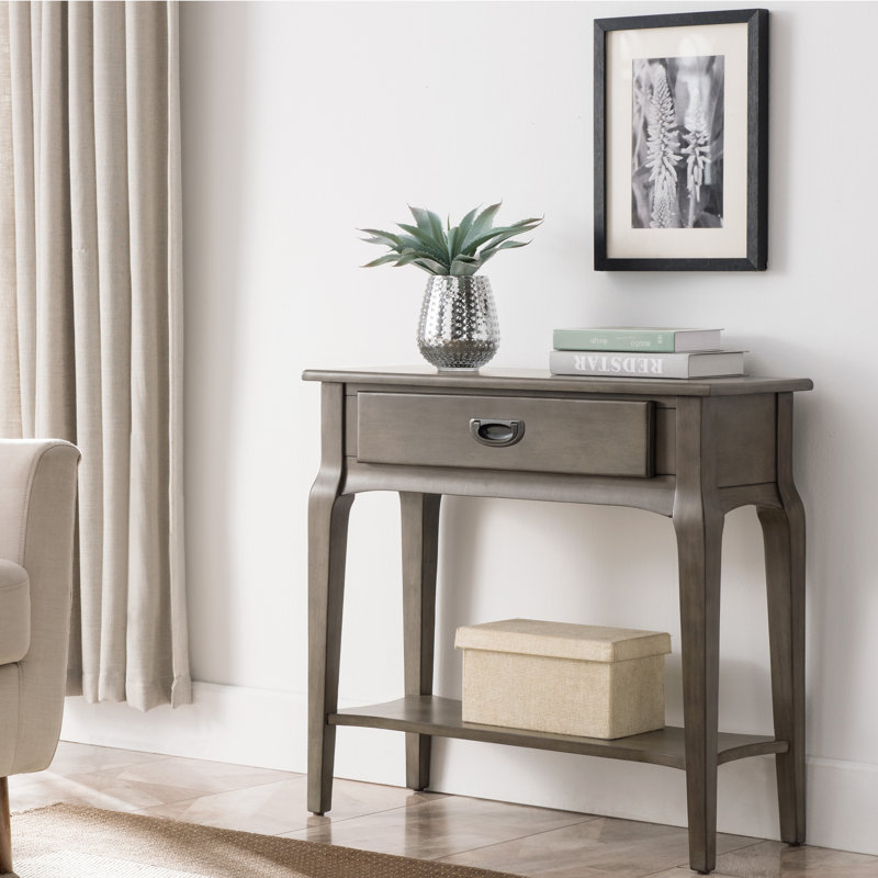 Console de couloir en bois manufacturé avec tiroir Stratus, Gris fumée