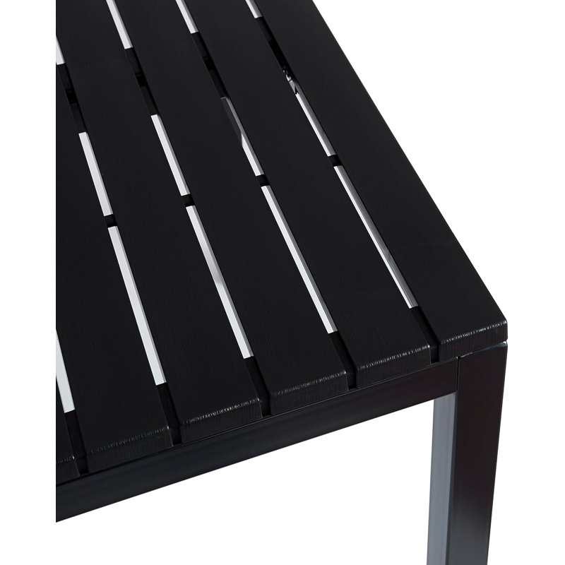 Ensemble de salle à manger 5 pièces pour patio - table carrée noire avec 4 chaises empilables en plastique bleu, résistant aux intempéries, facile à nettoyer, mobilier d'extérieur pour le jardin, le balcon ou le café (noir et bleu)