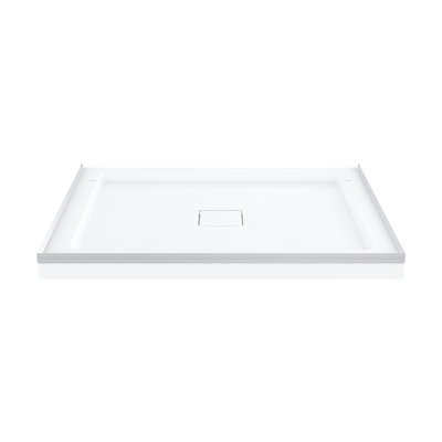 Base de bac de douche à simple ou double seuil 42 po x 34 po avec drain central et bride amovible Marquette - blanc brillant Marquette