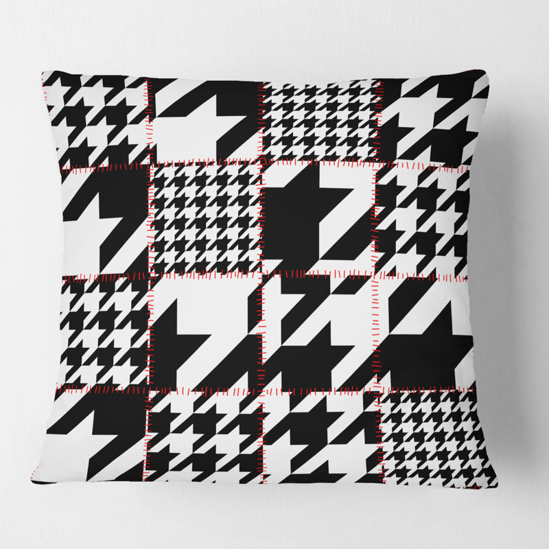 Coussin classique à motif pied-de-poule classique Mid-Century, 18 po x 18 po