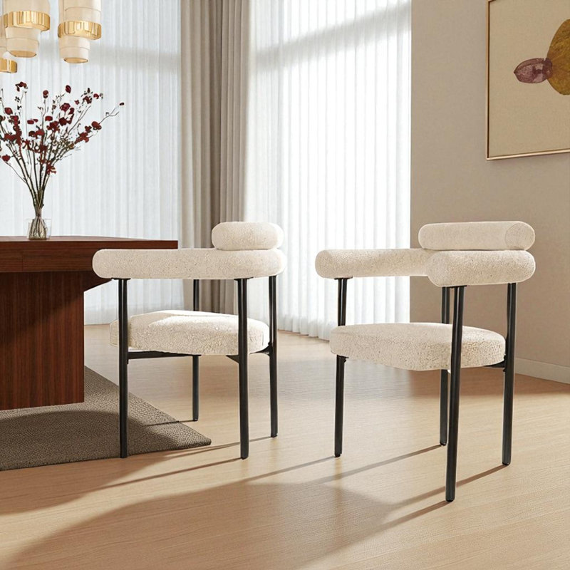 Dining Chairs Set Of Upholstered Armchairs, Grey, 2