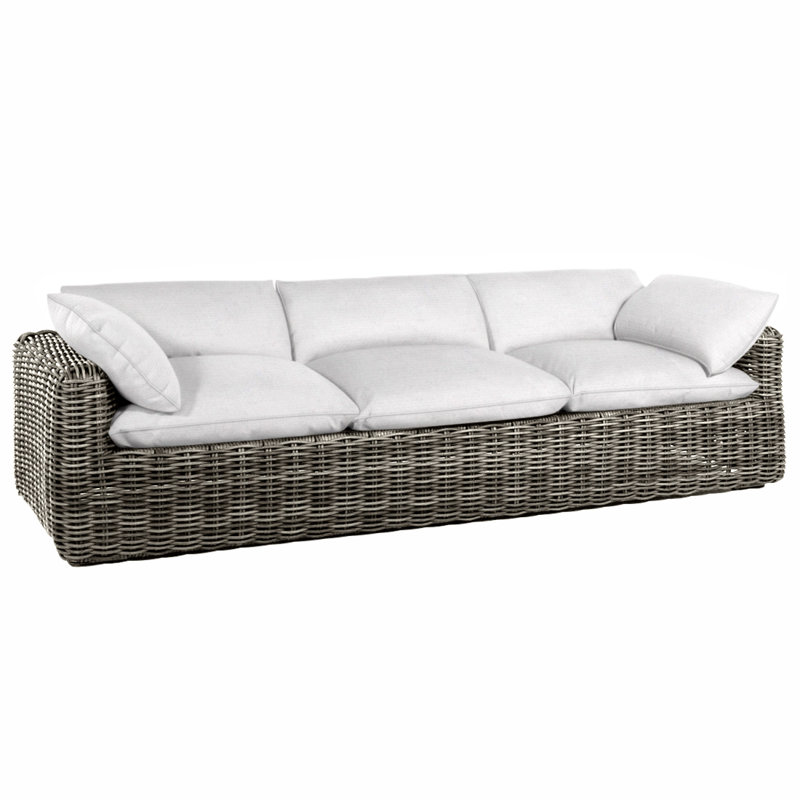 Montecito Woven Sofa - Raffia, Welt, Raffia, Linen Snow