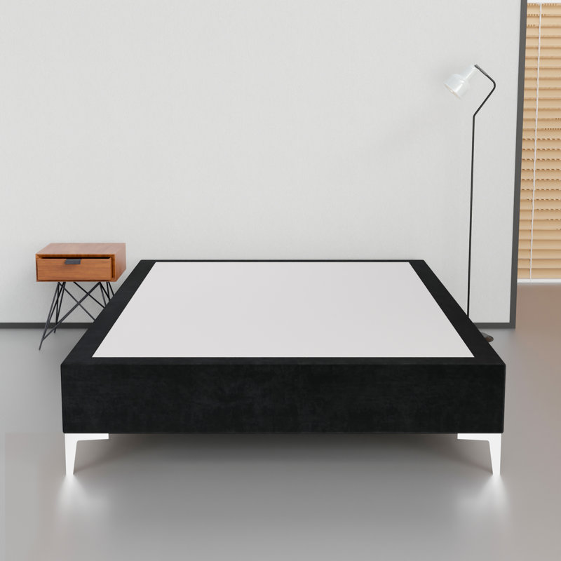 Marcijona 15" Premium Velvet Material Wood Box Spring/Bed Frame, Durable, Stylish, Multi Color, Twin XL, Black