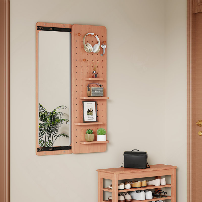 Wall Mounted Full Length Mirror, Full Body Mirror With Shelf For Bedroom, Living Room