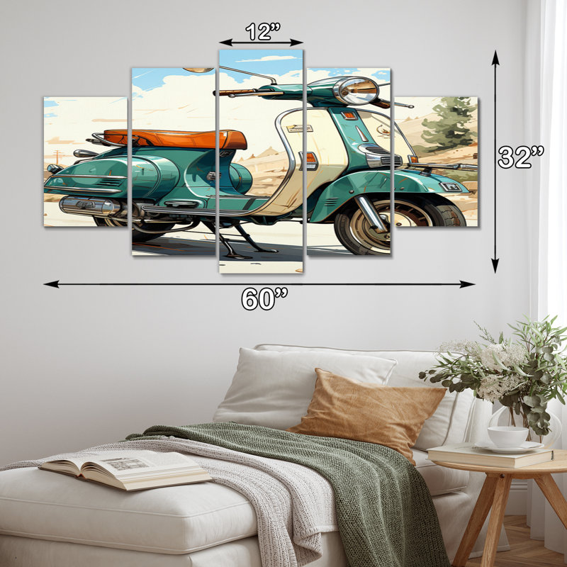 Green Retro II - Décoration murale transport - 5 panneaux