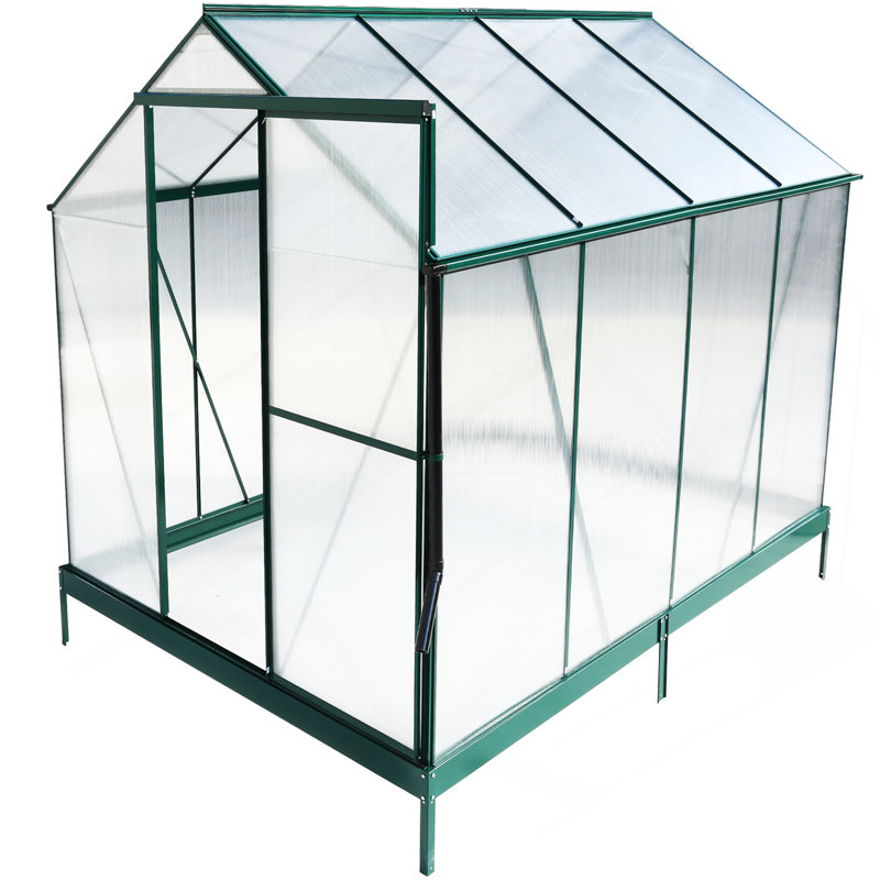 Polycarbonate Greenhouse, Heavy Duty Outdoor Aluminum Walk-In Green House Kit With Rain Gutter, Vent And Door For Backyard Garden