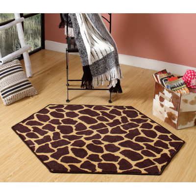Tapis d'intérieur / extérieur brun à imprimé animal