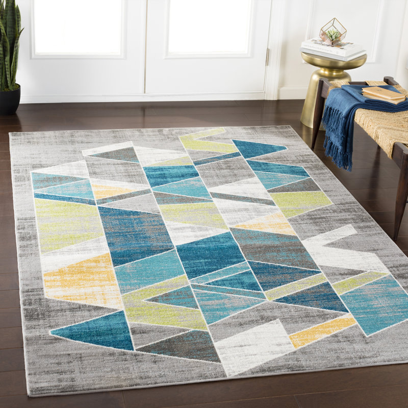 Tapis vert sarcelle / gazon Henton, Rectangle 5 pi 3 po x 7 pi 6 po