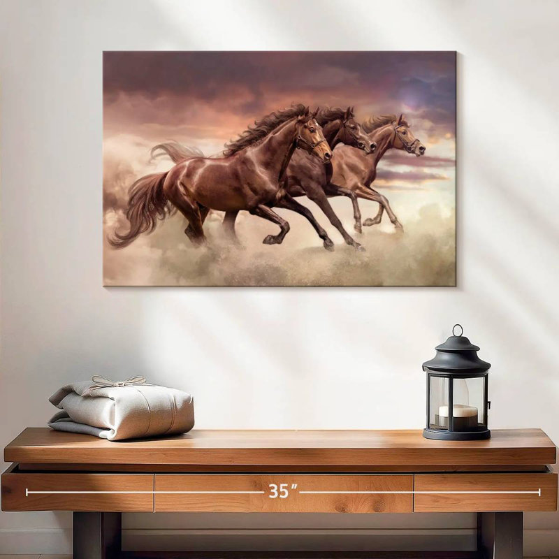Brampt Three Running Horses, 16" H x 24" W