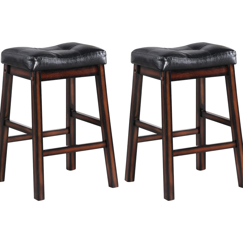 De 2 tabourets de hauteur de comptoir - siège noir avec rembourrage confortable et élément de rembourrage