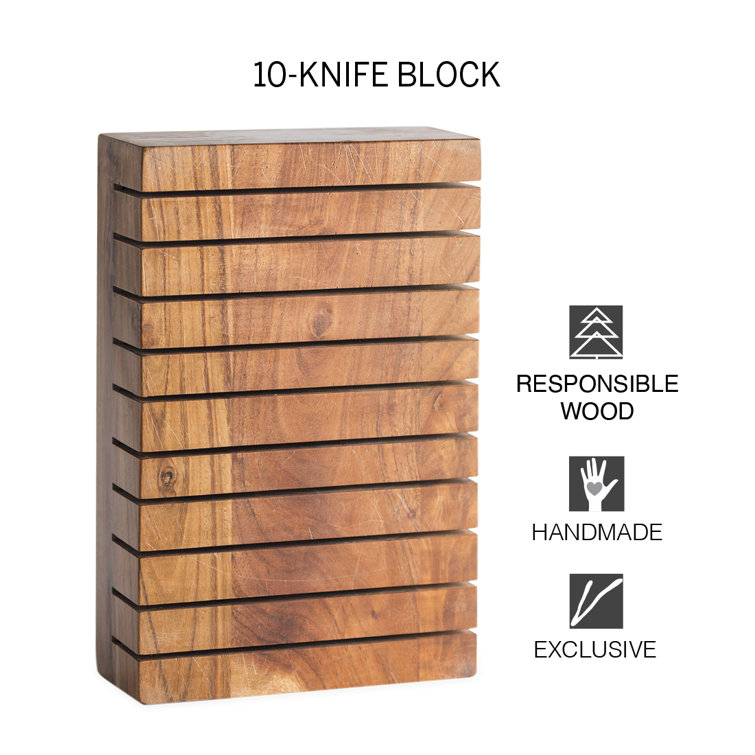 Wooden Kitchen Knife Block - Luxury Hand-Crafted Acacia Wood 8 Slot St –