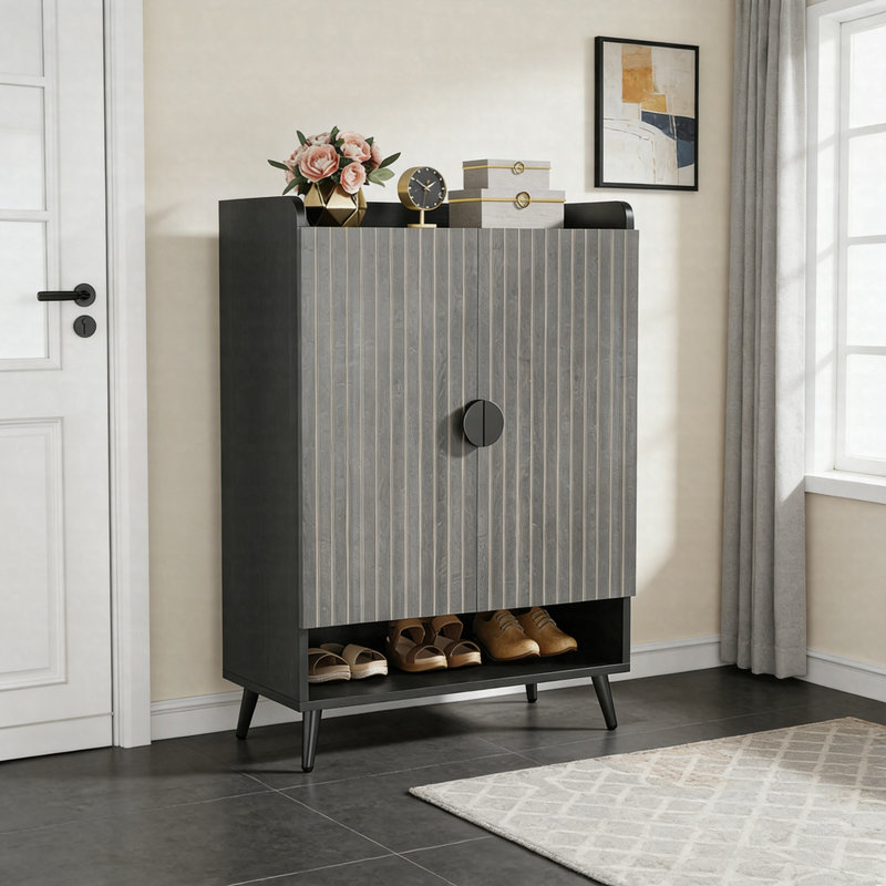 7-Tier Shoe Cabinet, Entryway Shoe Storage Organizer With Adjustable Shelves & Doors