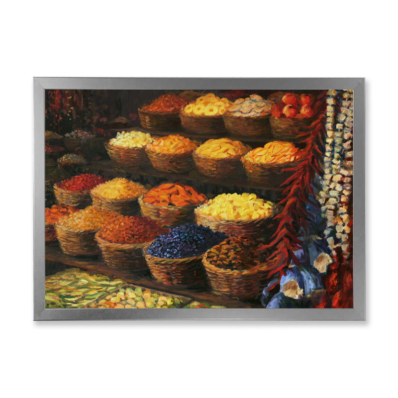Palette de l'Orient - reproduction sur toile, H 16 po x l 32 po x P 1 po, Cadre de coin argenté fermé