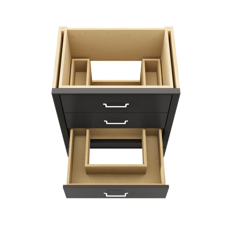 Meuble-lavabo simple à trois tiroirs Alexandra, Noir cassé, 30", Or satiné