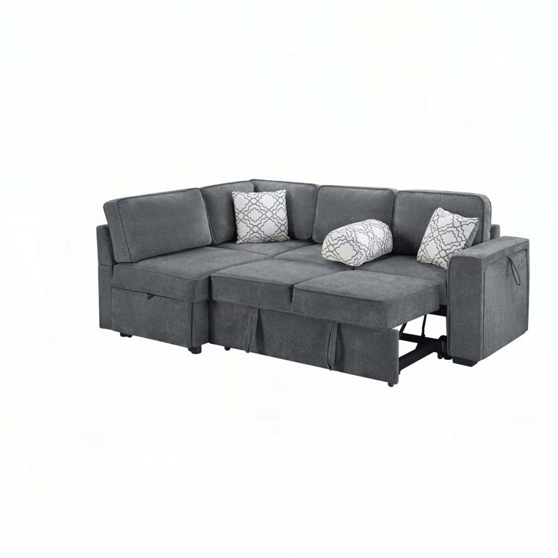 Canapé-lit modulaire convertible avec couchettes coulissantes doubles, Gris foncé