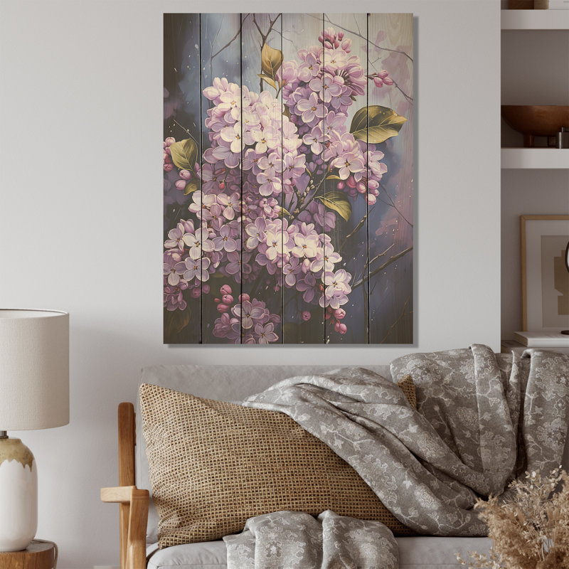 Lullaby Essential Lilacs - Lilacs, art mural sur bois de pin naturel, H 40 po x l 30 po