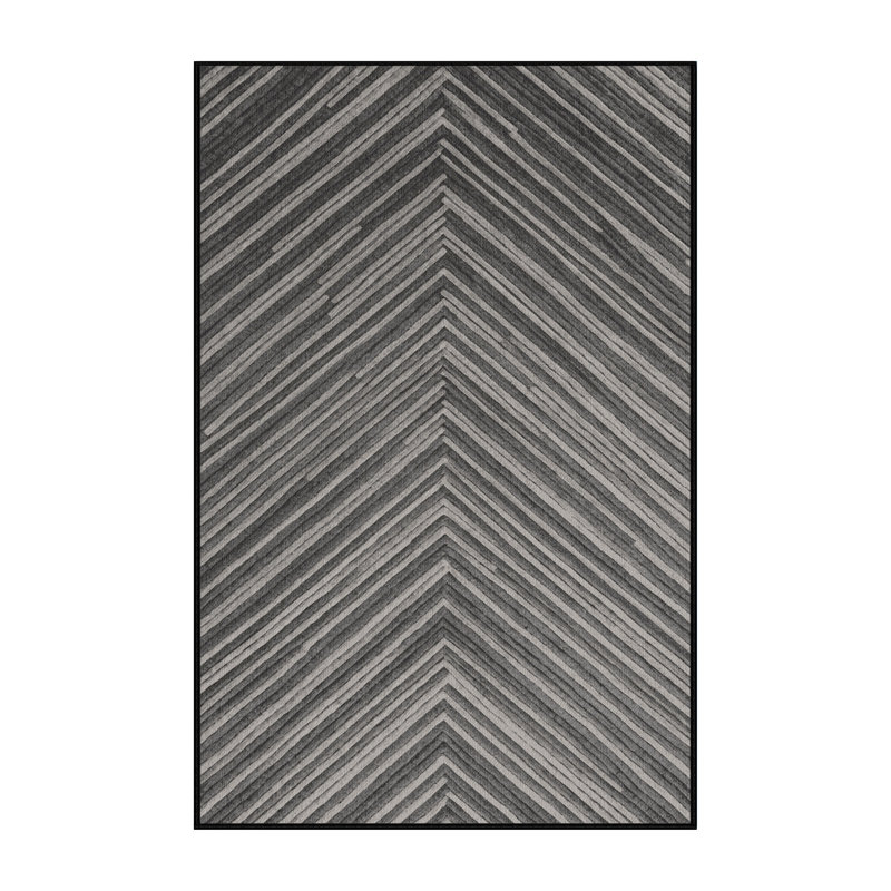 Washable Light Gray Dark Gray Striped Area Rug, Runner 2' x 5'