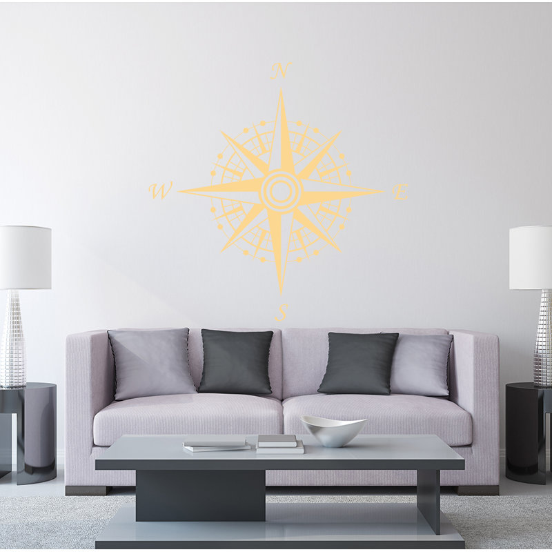 Décalcomanie murale autocollante compass, Crème