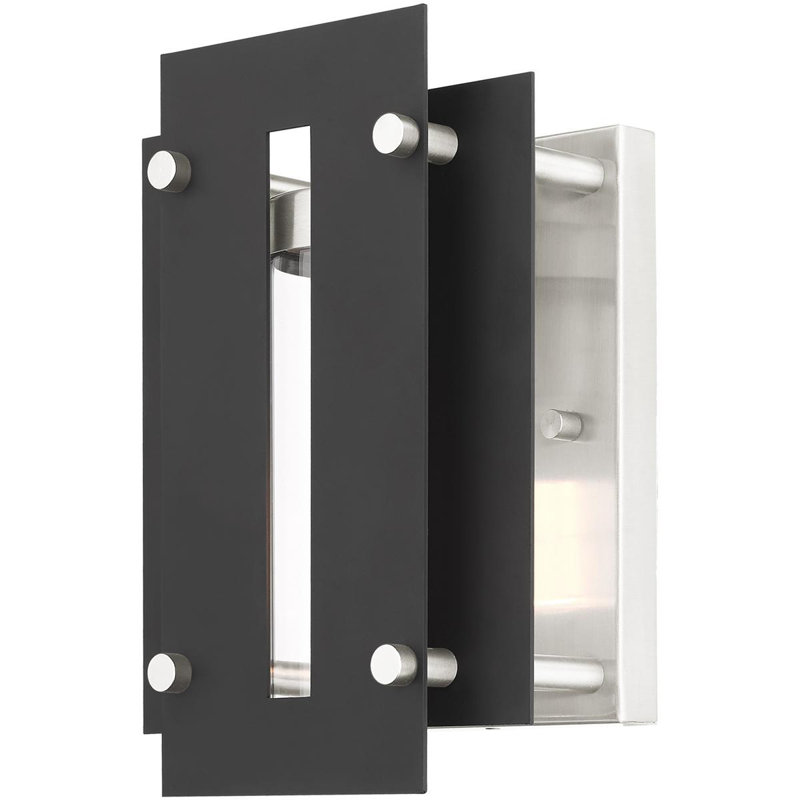 Plafonnier encastré d'extérieur Baynbridge, H 10 po x l 7 po x P 7 po, Noir / Nickel brossé