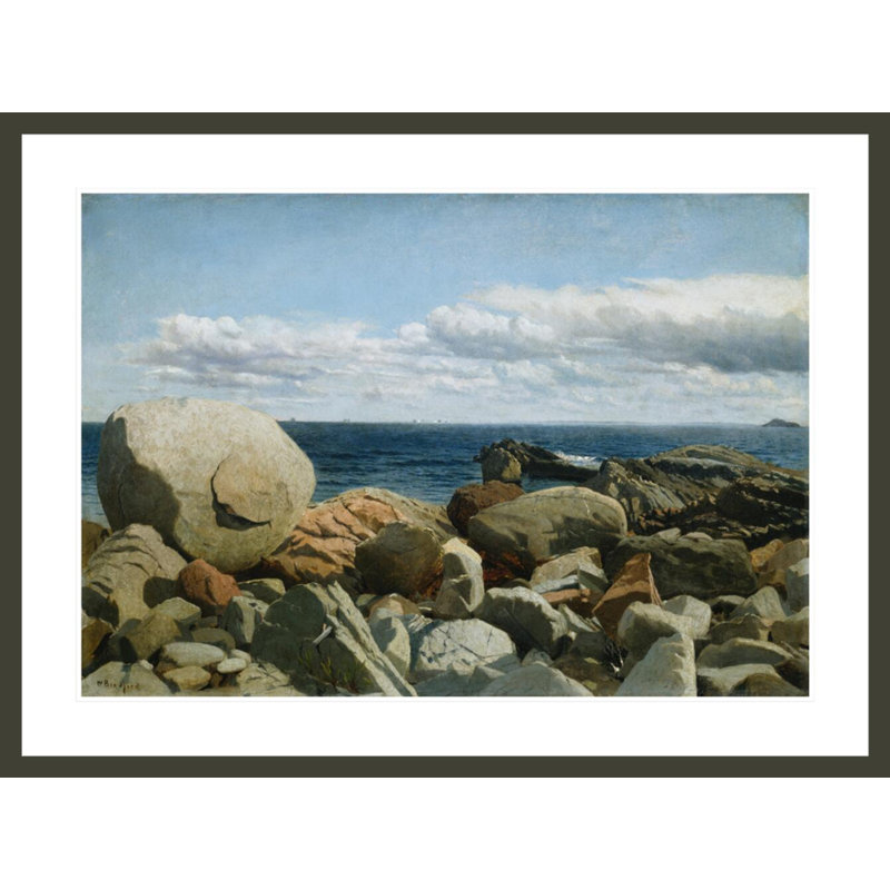«Coastal Rocks Nahant: A S Croquis» par William Bradford - Estampe numérique encadrée, H 30,98 po x l 41,5 po