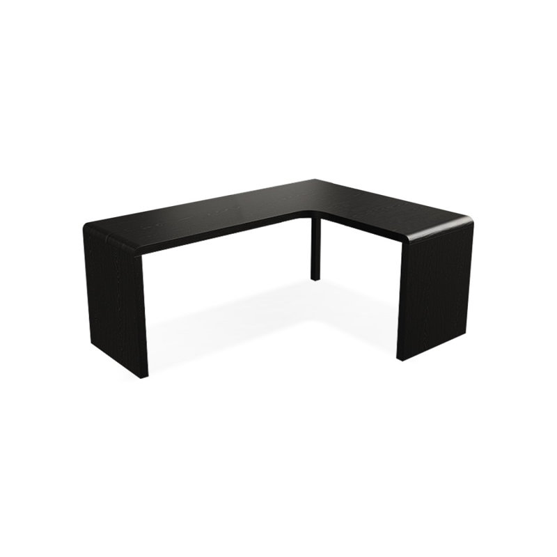 Bureau d'angle noir tout en bois massif, bureau en forme de L pour la maison, H 29,53 po x l 70,87 po x P 47,24 po