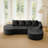 113.4" Modern Curved Cloud Couch, Corduroy Compression Couches For Living Room With Deep Seat, Memory Foam Compressed Modular Sectional Sofa, No Assembly Required-2007483238